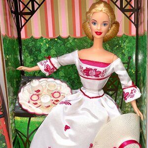 2002 VICTORIAN TEA Barbie doll in original box NRFB includes tea set/hat/stand